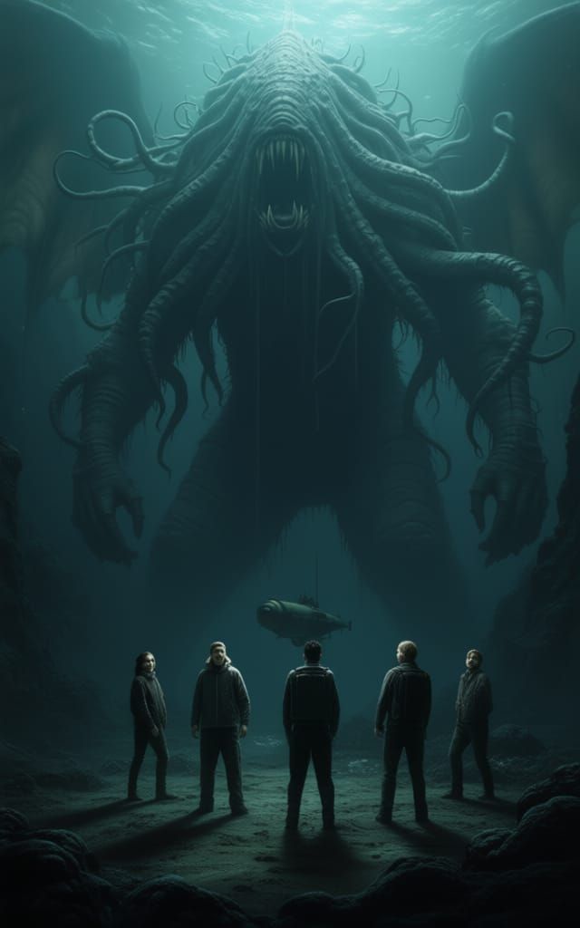 Terrifying 8K Photo of Gargantuan Cthulhu Sea Monster Lurkin...