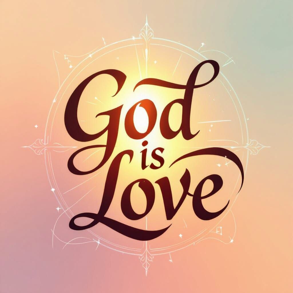 Divine "God is Love" Symbol in Golden Light