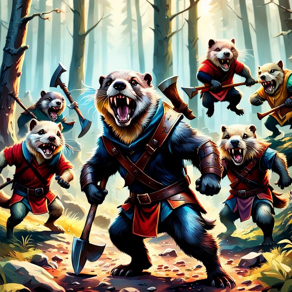 Anthropomorphic Animal Battle in Detailed Fantasy Art