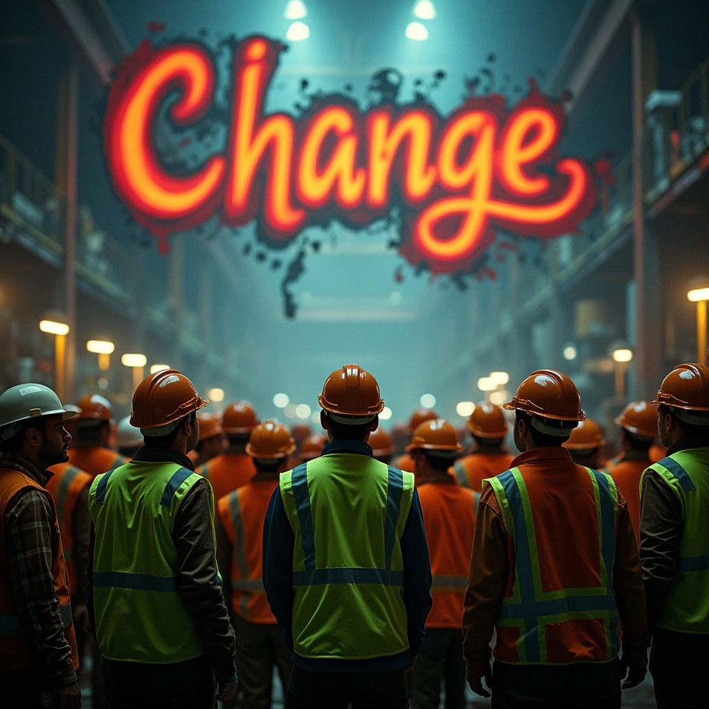 Workers Contemplate Change in Modern Factory