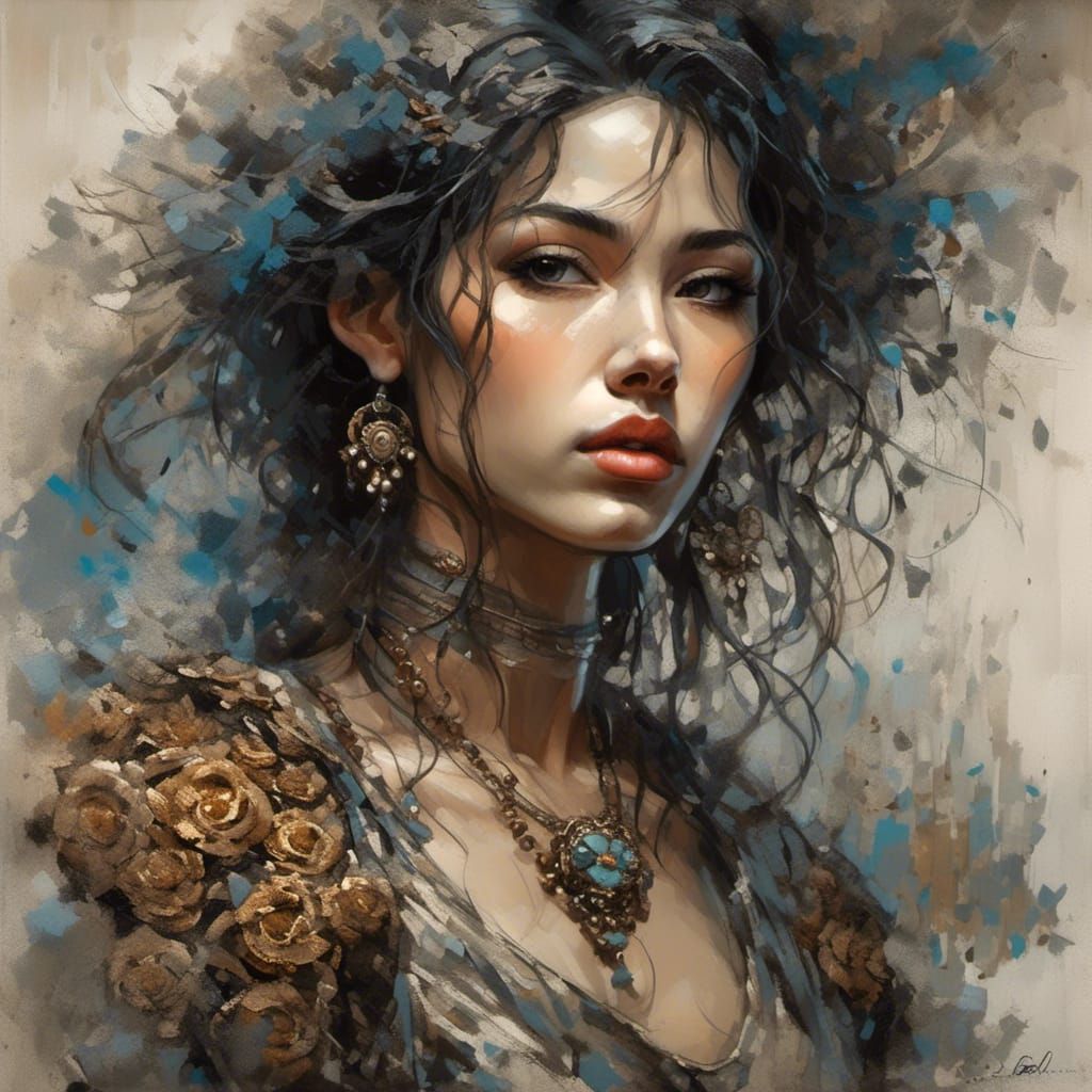 Rockabilly Tattoo Sketch with Double Exposure