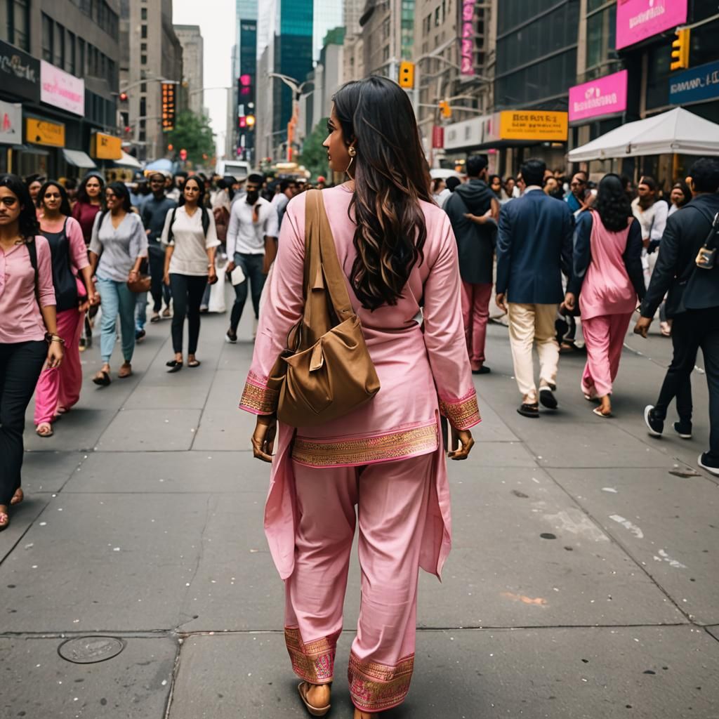 Punjabi Woman in Pink Suit, New York City