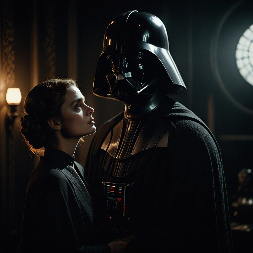 Darth Vader and Padme: A Dark, Romantic Film Noir Moment