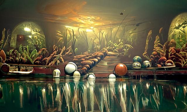 Underwater Bowling Alley Ruins in Digital Illustration