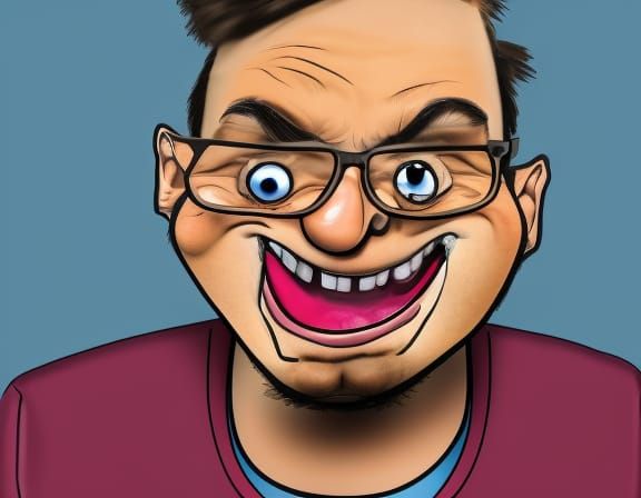 Humorous Caricature of a Tired University Student