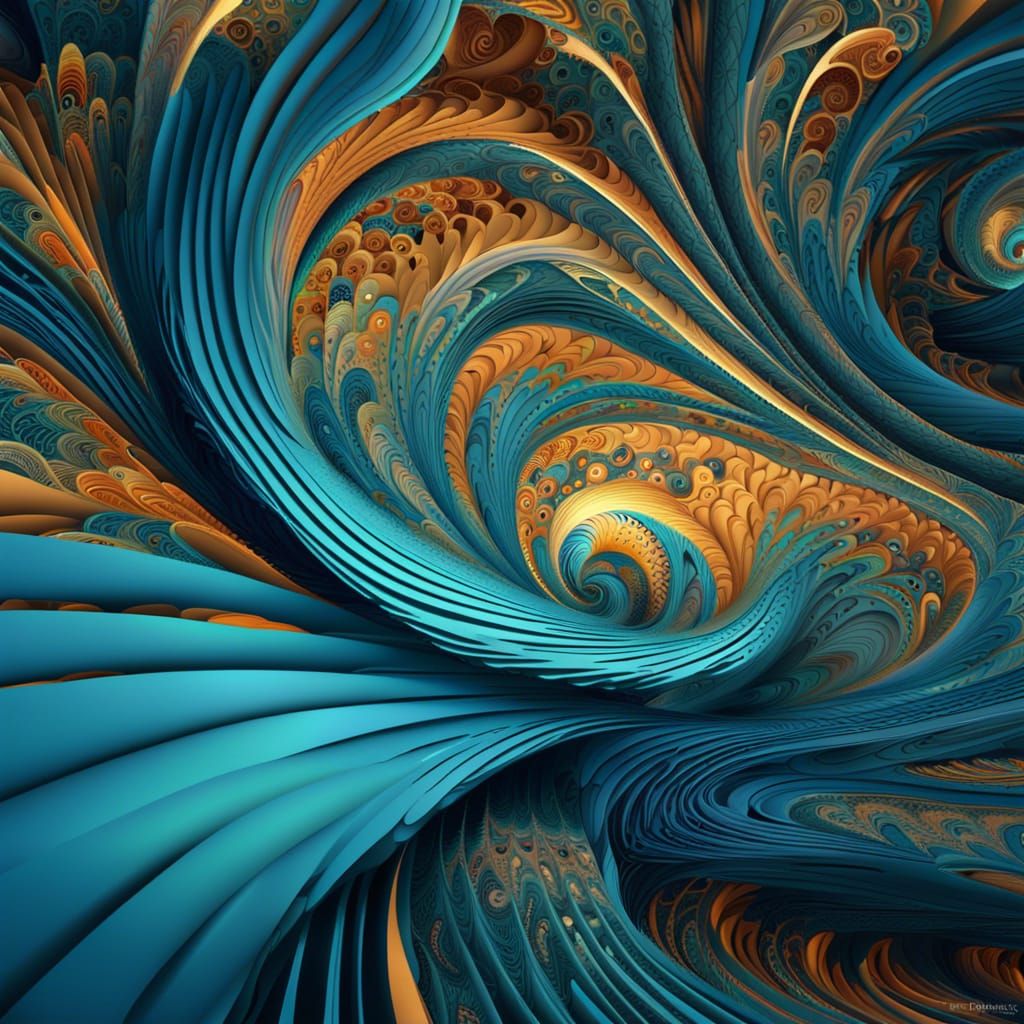 Abstract Vector Fractal Wave Function in Zentangle Style