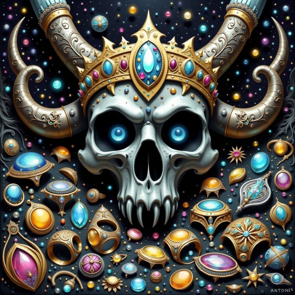 Viking Skull Crown with Treasury Loot