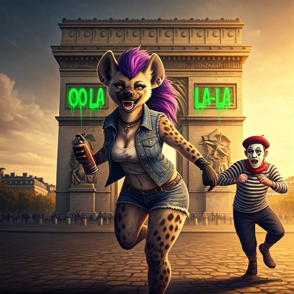 Punk She-Hyena Unleashes Joy Amidst Parisian Chaos