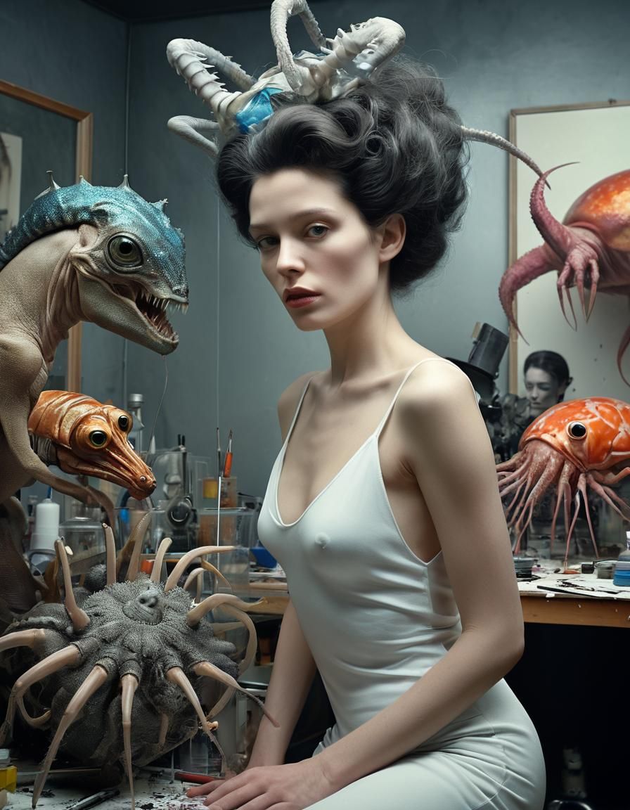 Exotic Portraits in Surreal Alien Laboratory, Hyperrealism