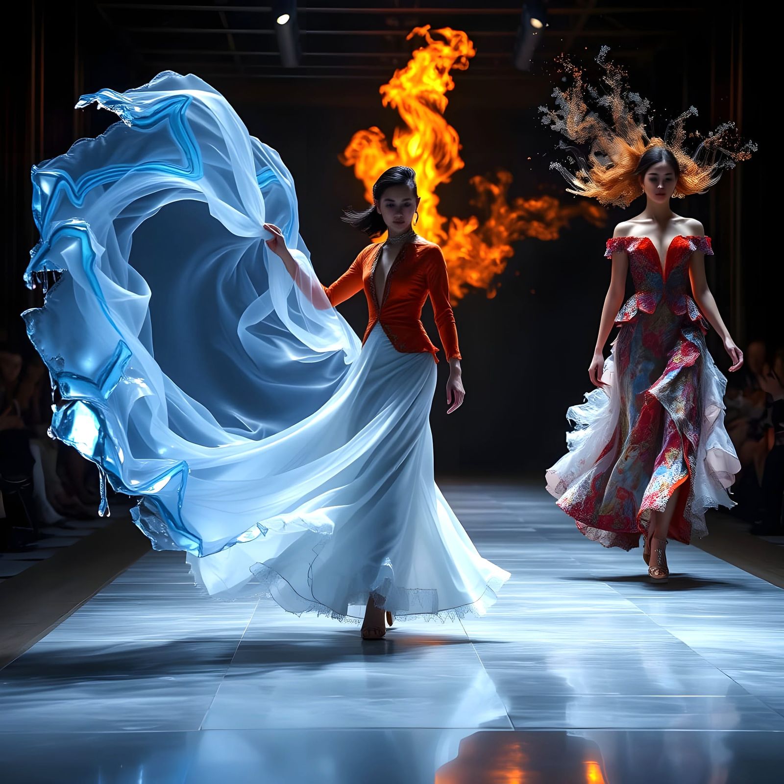 Stunning Ice-Inspired Couture on a Runway of Elemental Wonde...