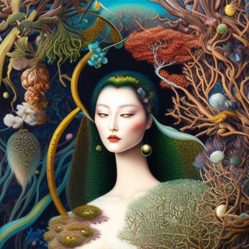 Mycelial Woman: Forest Exposure in Rich Colors