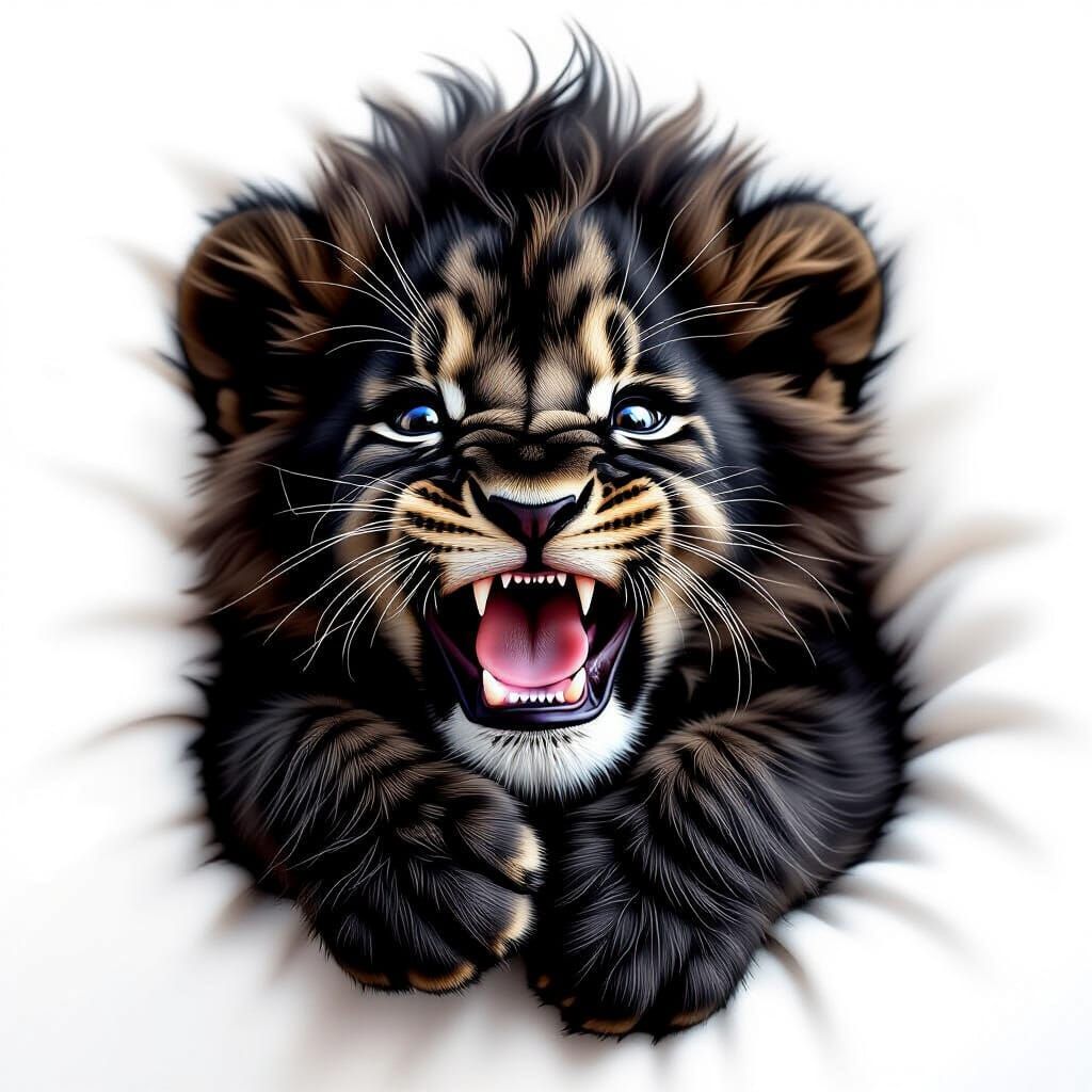 A black lion puppy