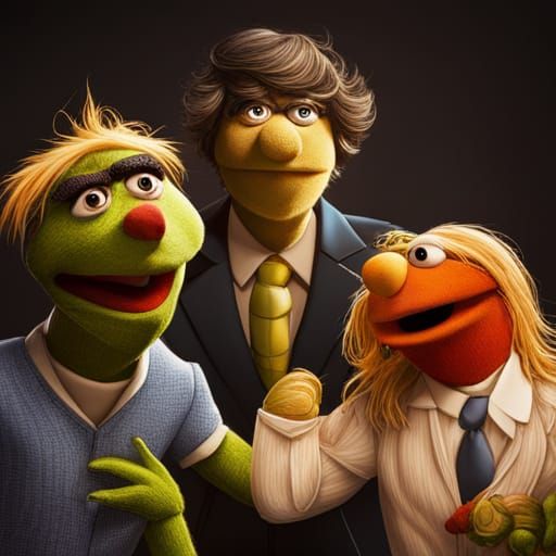 Hyperrealistic Muppets-Style Puppet in Splash Art Style