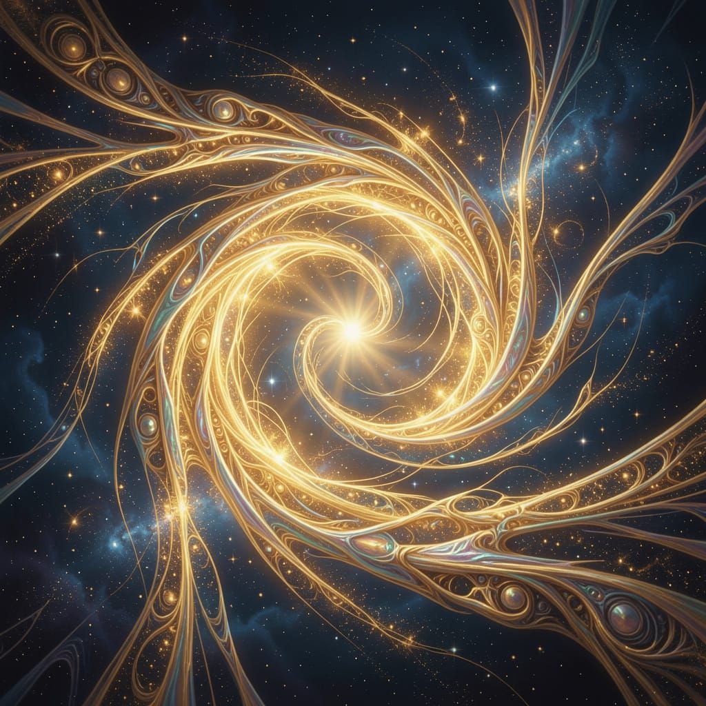 Cosmic Energy Streams in Surreal Painterly Style