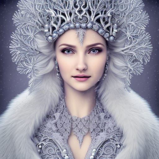 Snow Queen Portrait in Hypermodern Digital Art Style