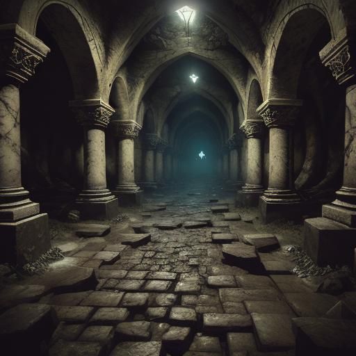 Vintage Catacombs of Rome in Dark Fantasy Art
