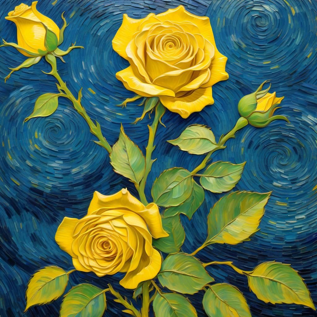 Woman with Yellow Rose in Van Gogh Style