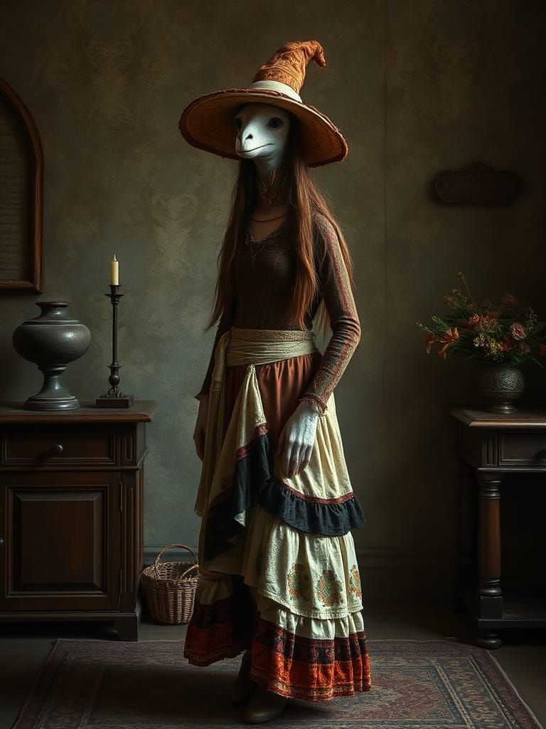 Giraffe Portrait in Bohemian Style