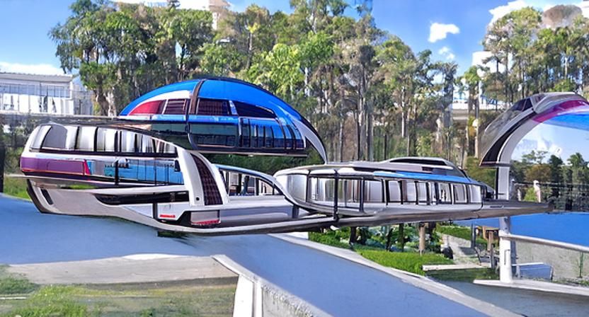 Futuristic Shiny Monorail Network of the Future