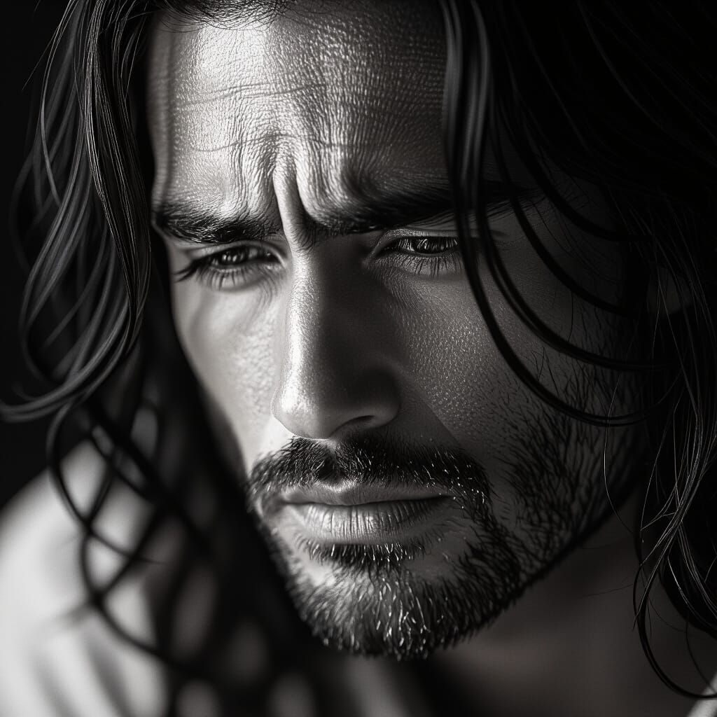 Sad Latino Man Portrait with Dramatic Lighting