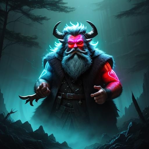 Mystical Billy Goat Gruff in Neon Forest