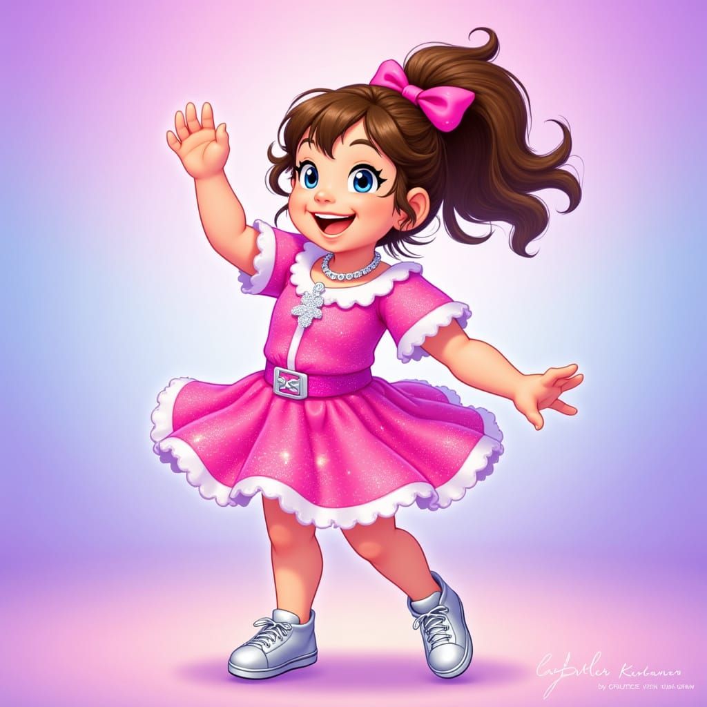 Toddler Girl Dancing in Festive Christmas Scene