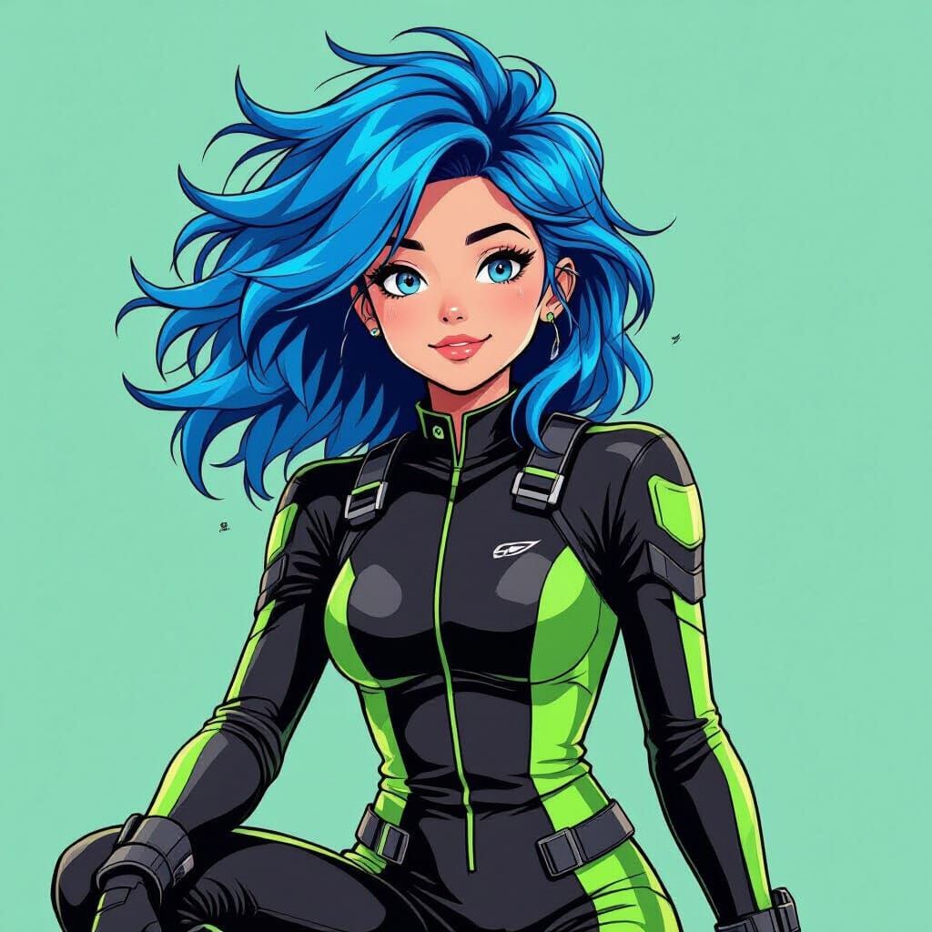 Energetic Teen in Vibrant Digital Art Style