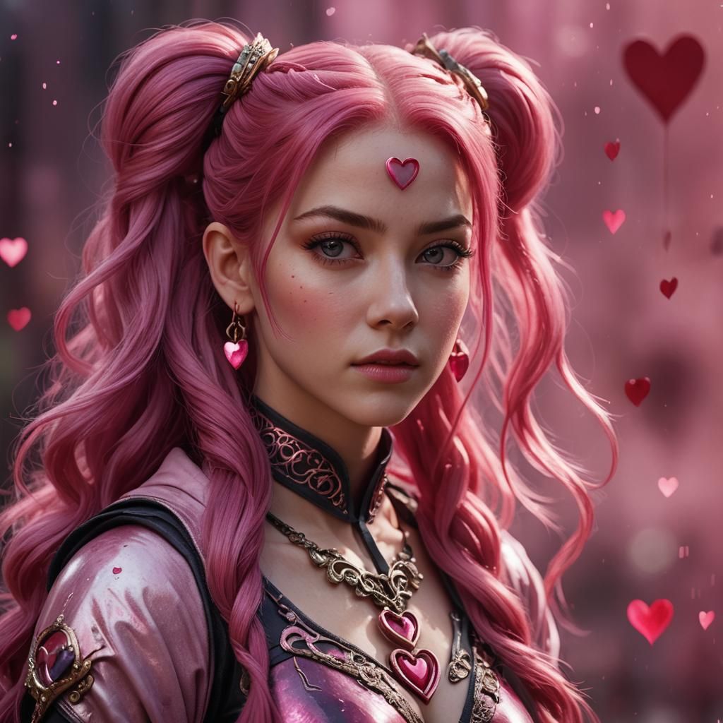 Hyperrealistic Pink-Haired Woman Portrait