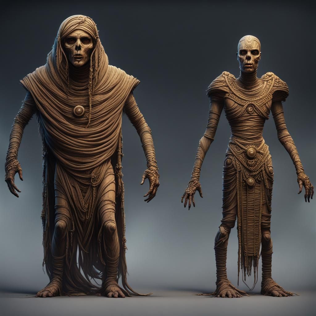 Detailed Matte Painting of Mummies in Unreal Engine