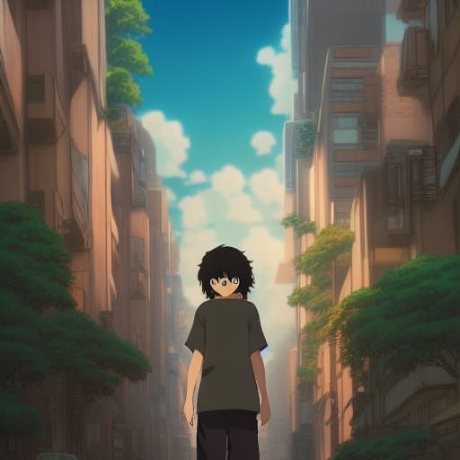 Anime Cityscape in Studio Ghibli Style