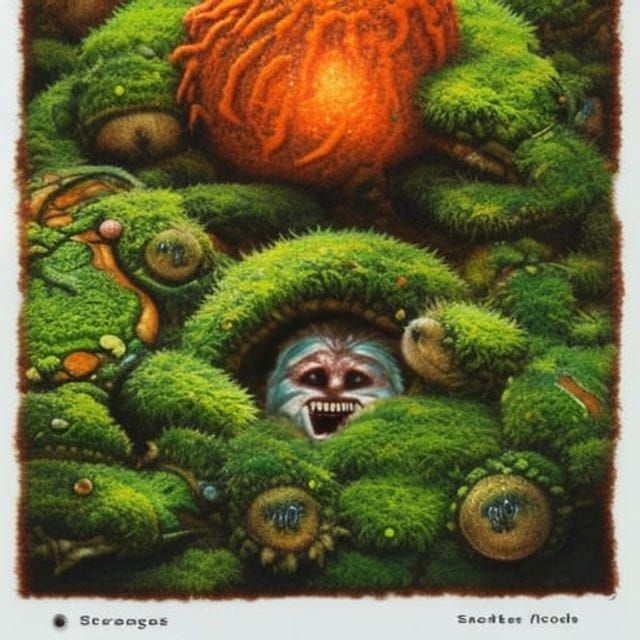 microscopic sloth creature face looking at us, magic the gat...