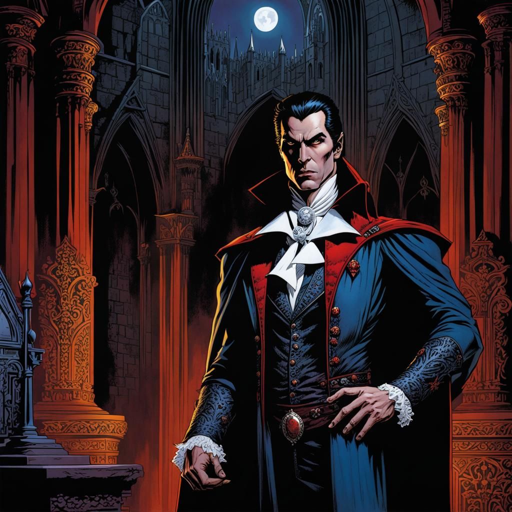 Vampire Strahd Comic Art Illustration in 8-bit Color