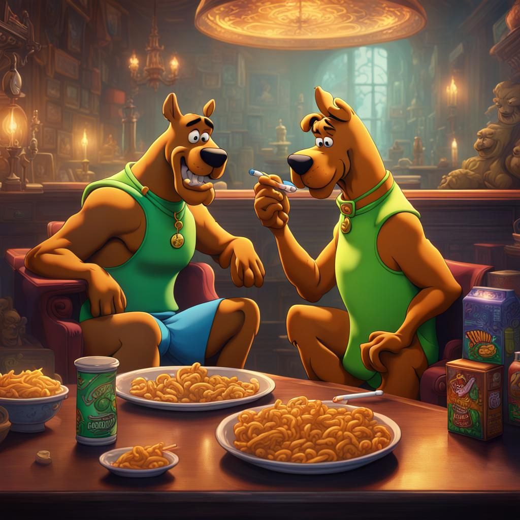 Scooby Doo and Shaggy Enjoying a Joint, Digital Art
