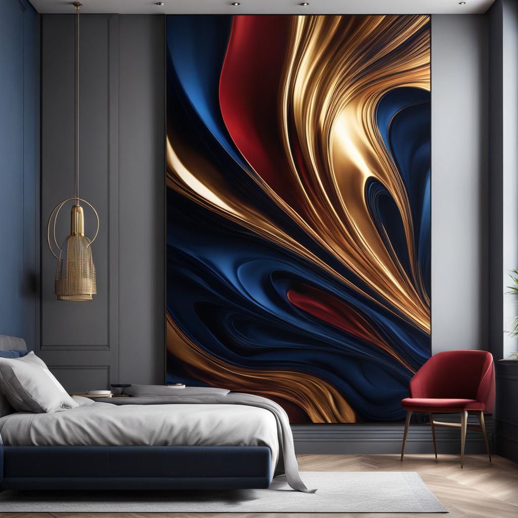 Abstract Color Flow Wall Art in Detailed Matte Painting