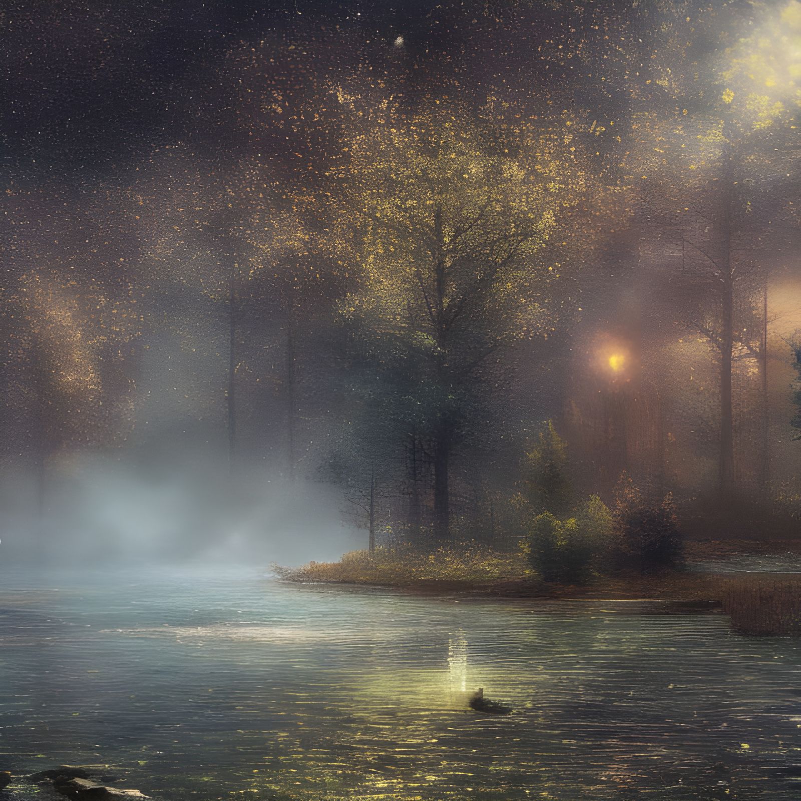 Erupting Pond in Summer Rain, Biopunk Style