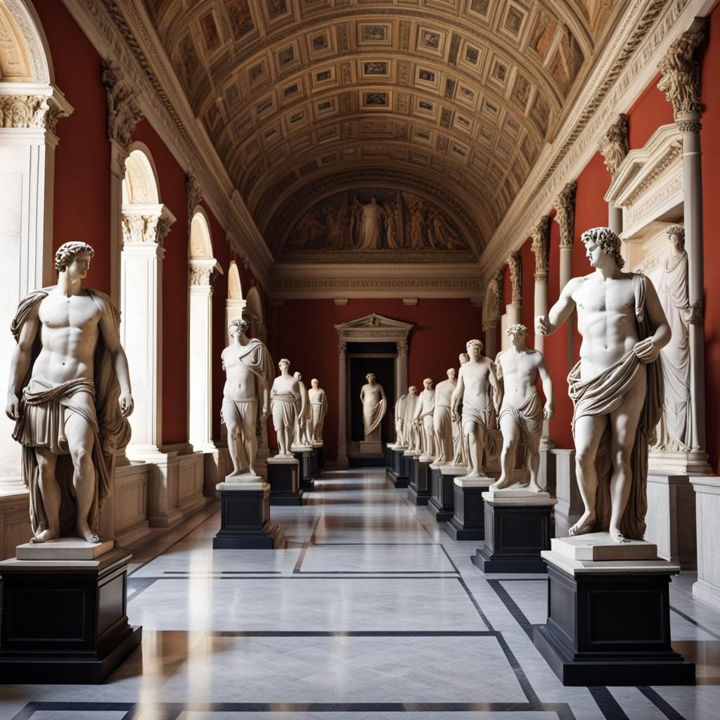 A gallery of hellenistic statues