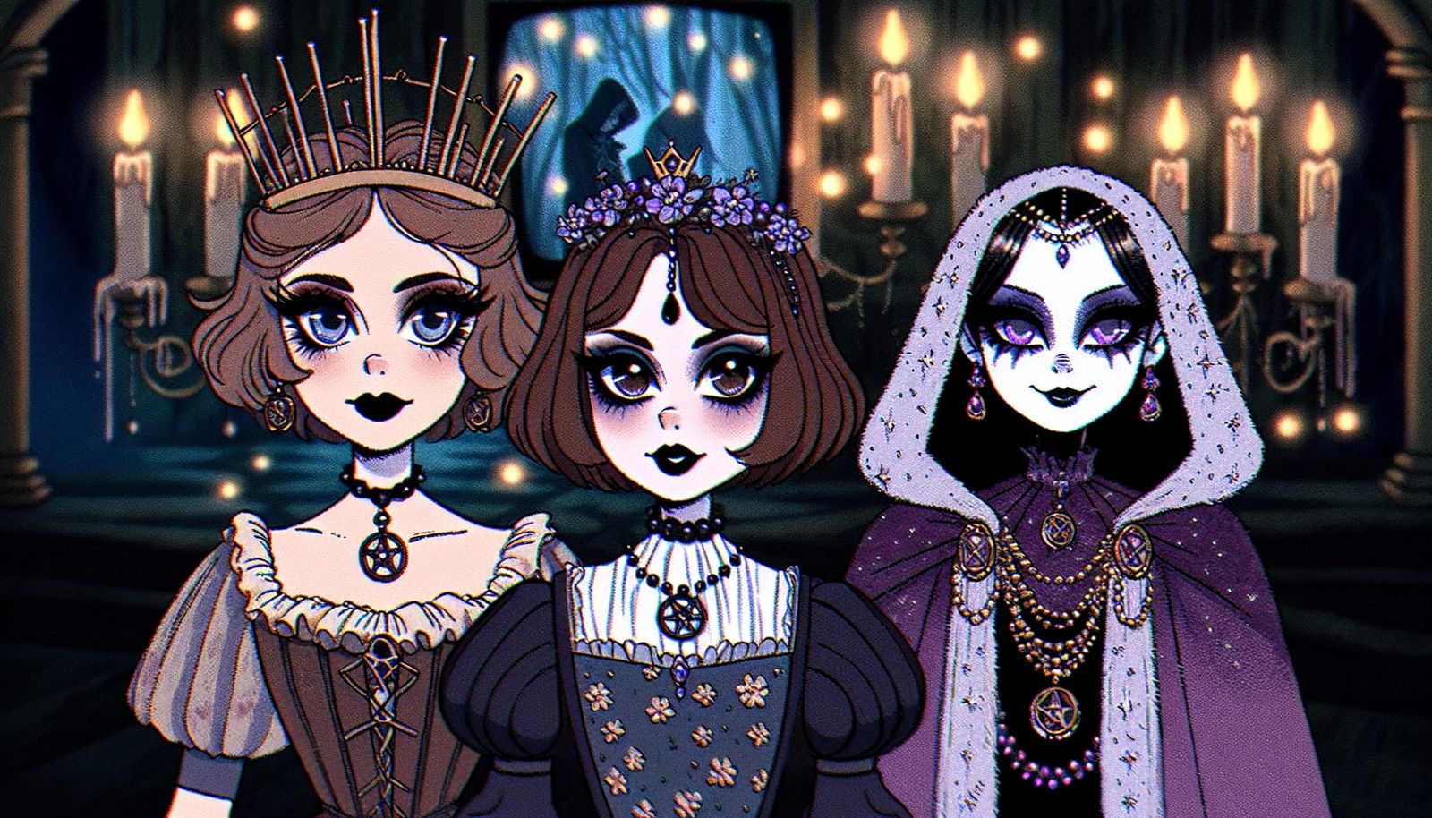 Regal Sorceress and Daughter Dance Under Moonlight