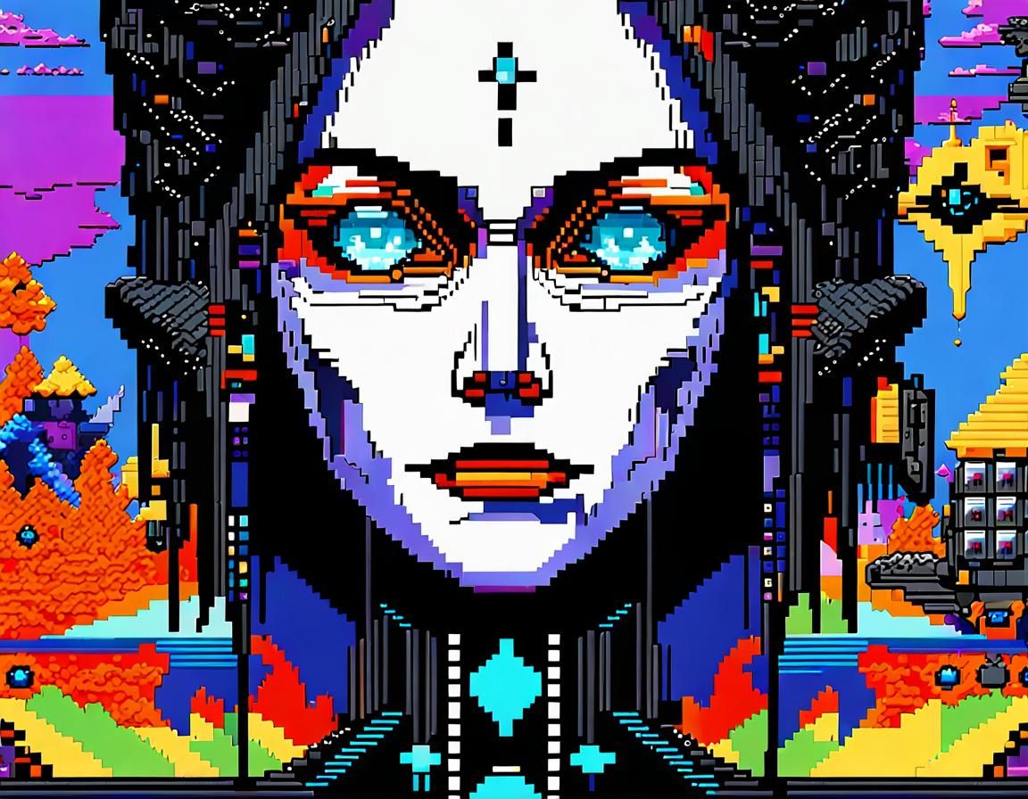 Corrupted Pixel Art Hacker in Digital Glitch Style