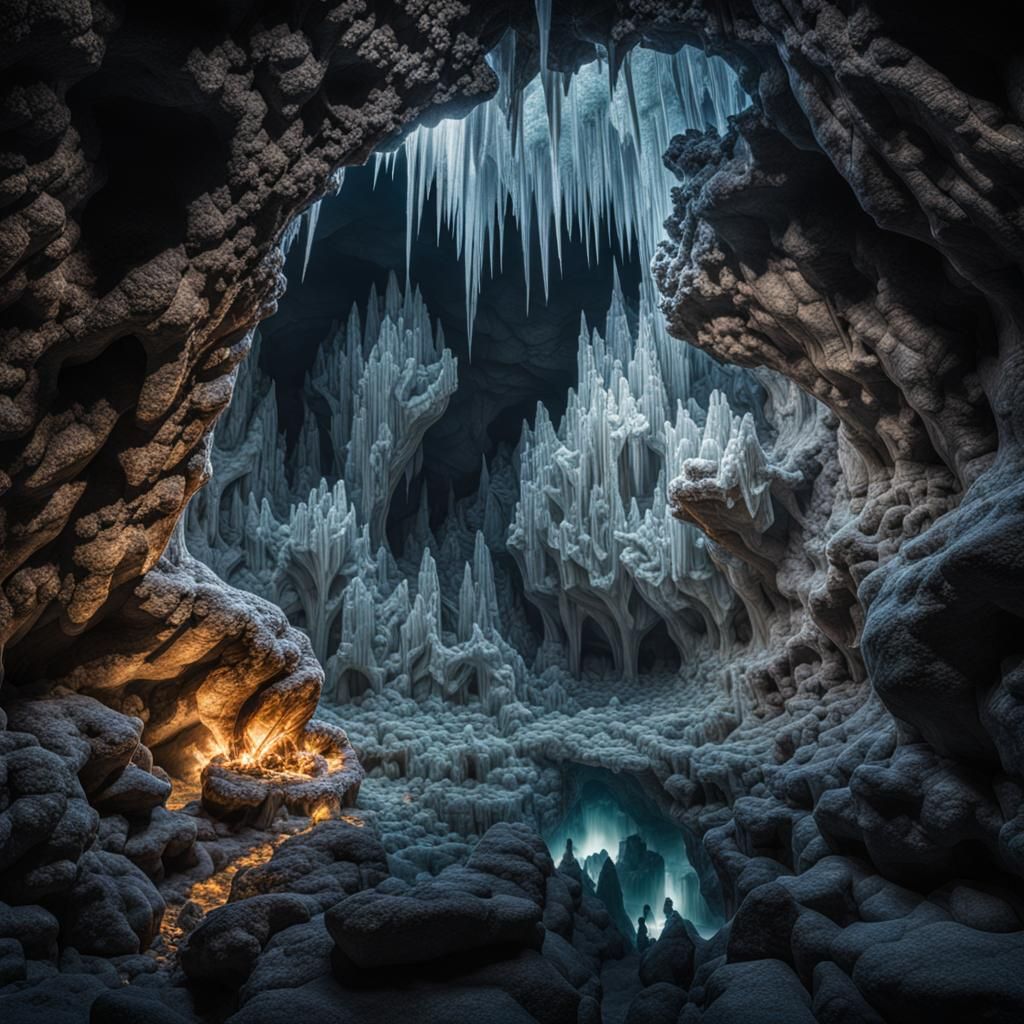 Hyperrealistic Crystal Cave with Intricate Details