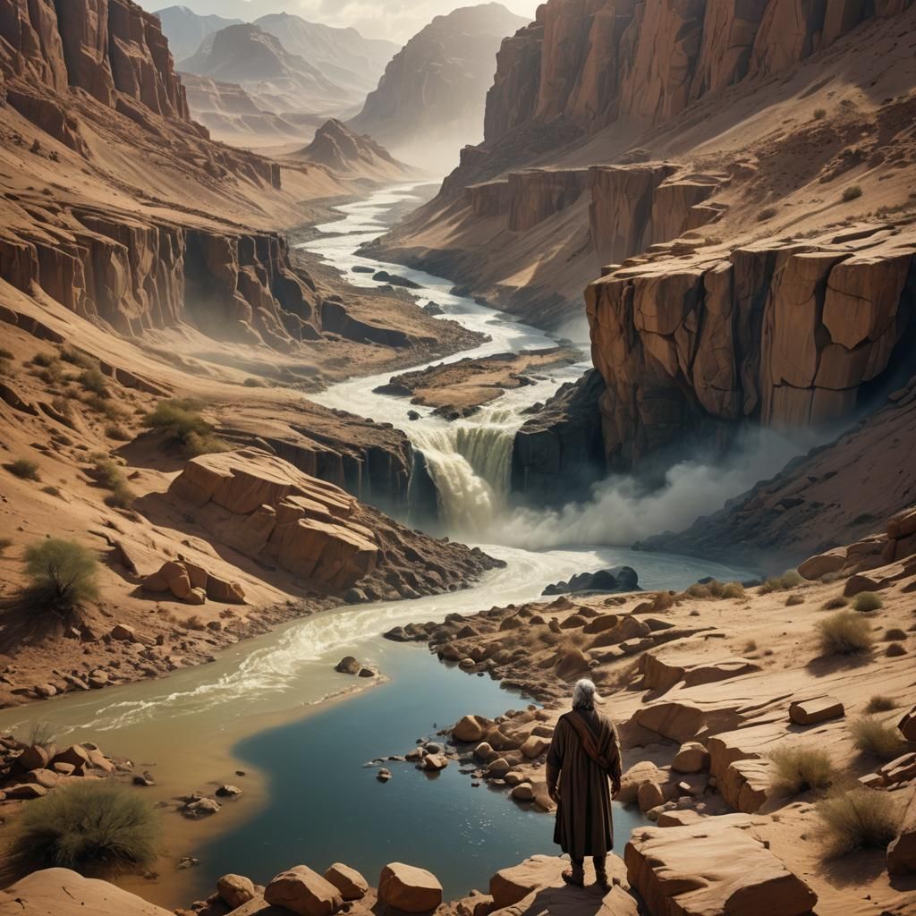 Moses in Desert: Double Exposure Hebrew Style