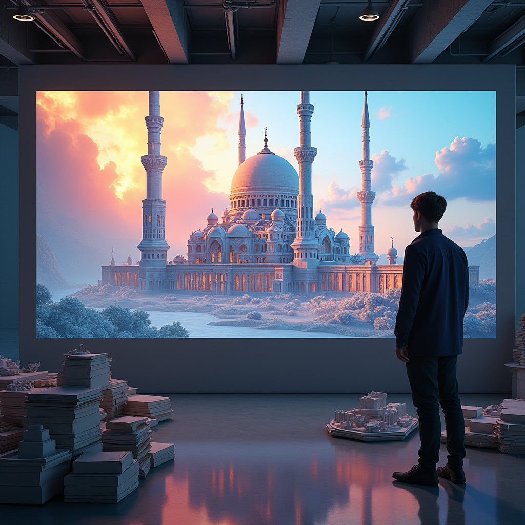 Futuristic Mosque Model Presentation in Unreal Engine 5 Styl...