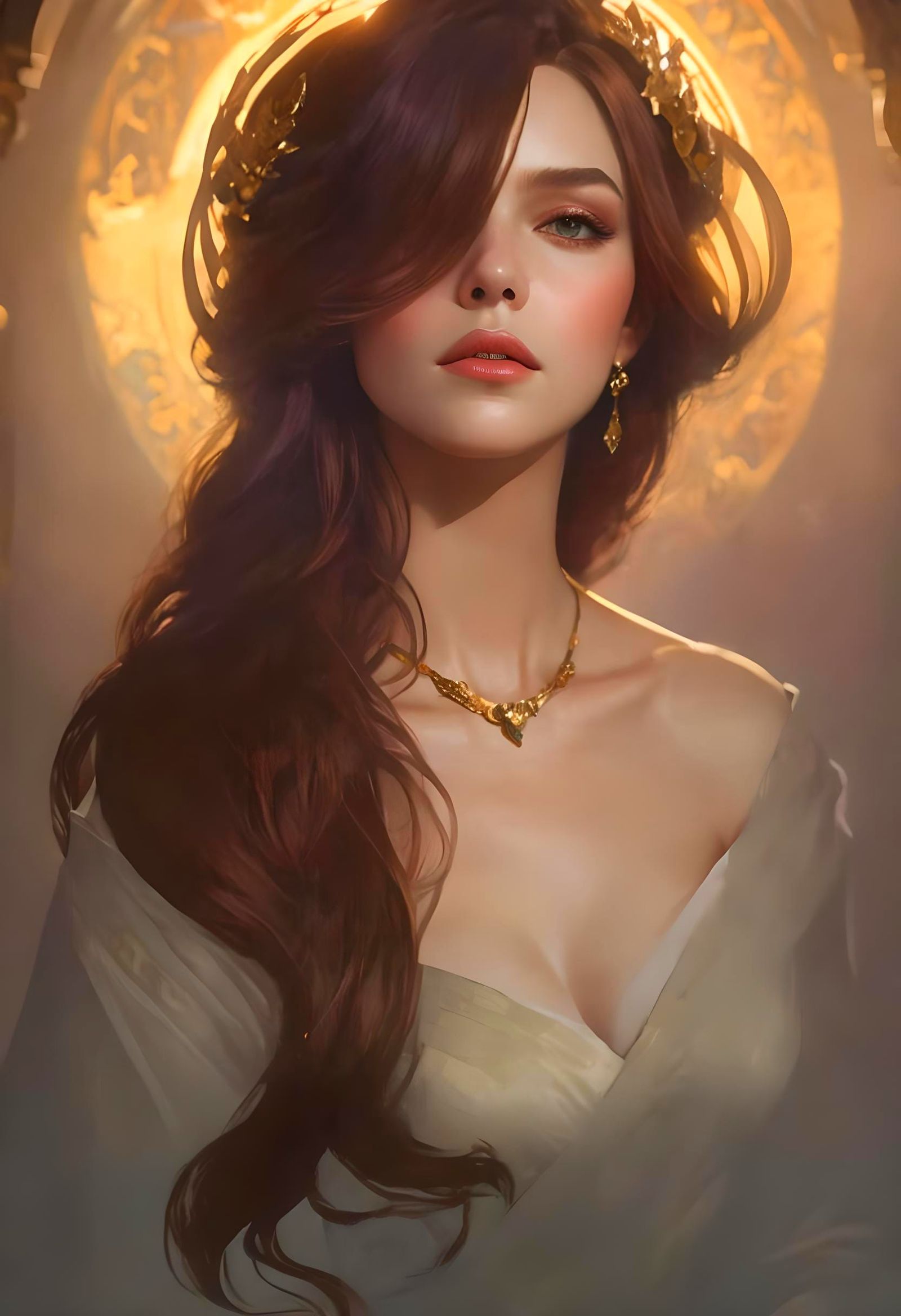 Detailed Portrait with Dynamic Lighting in Art Nouveau Style