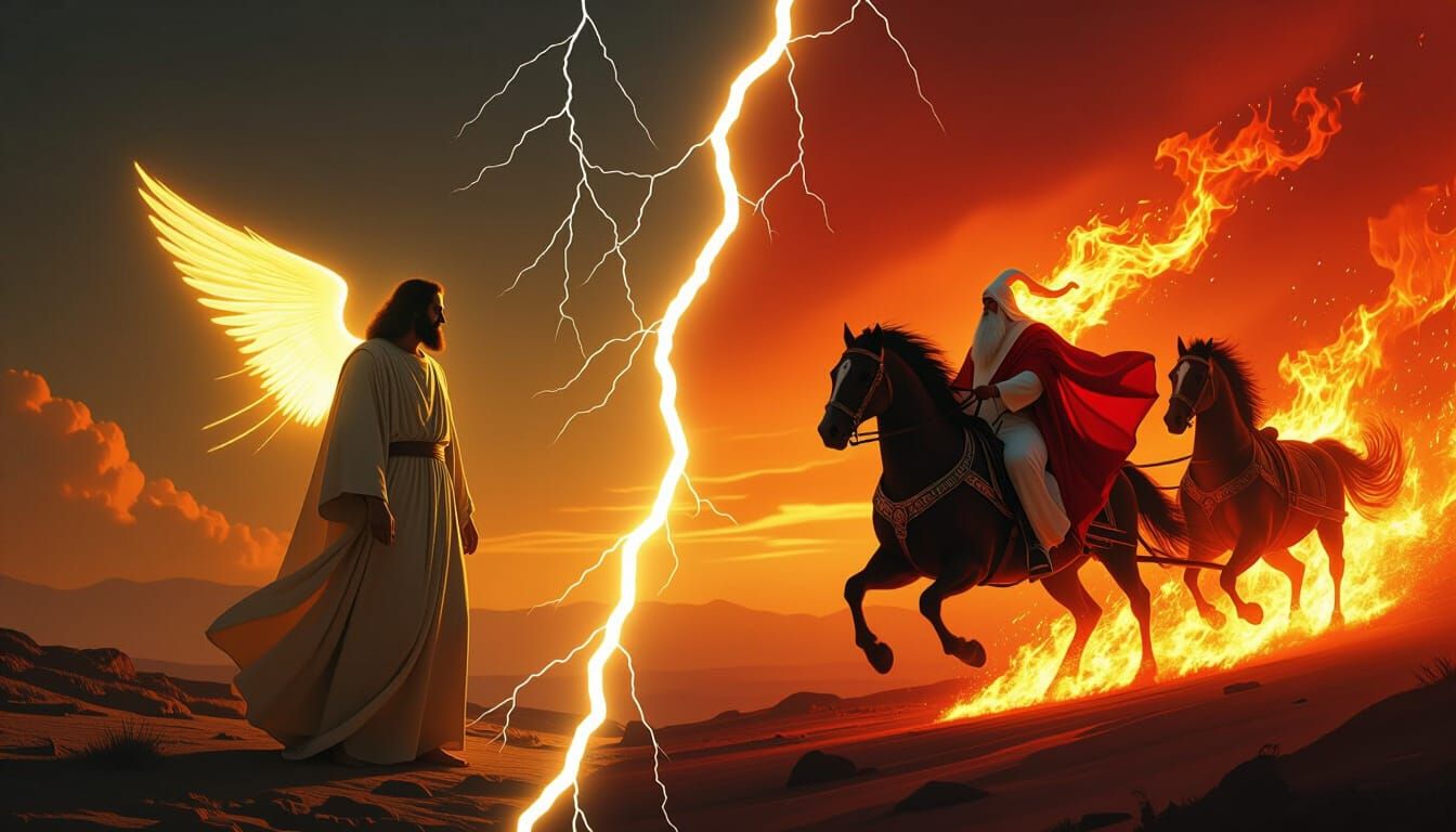 Enoch and Elijah Divided by Lightning, as Digital Art