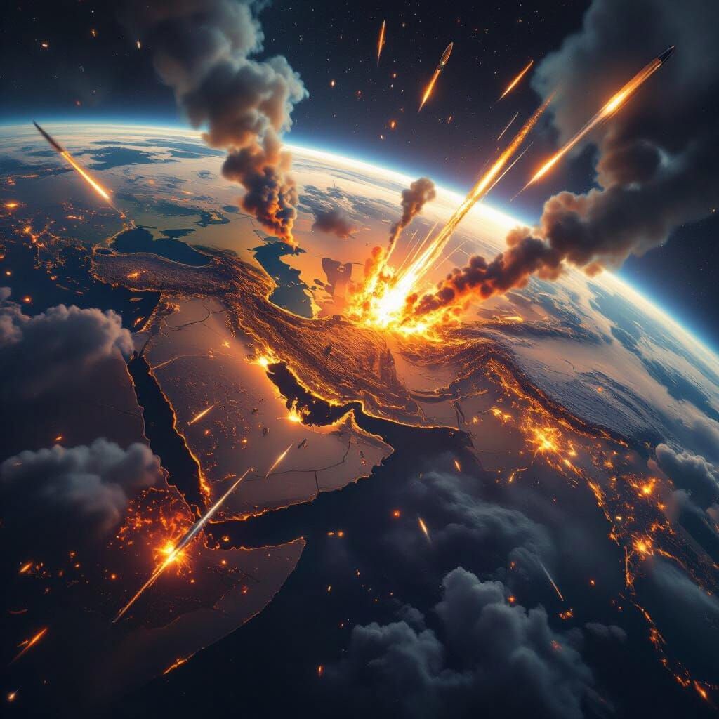 Planet Earth Focus on Burning Iran Under Missile Attack