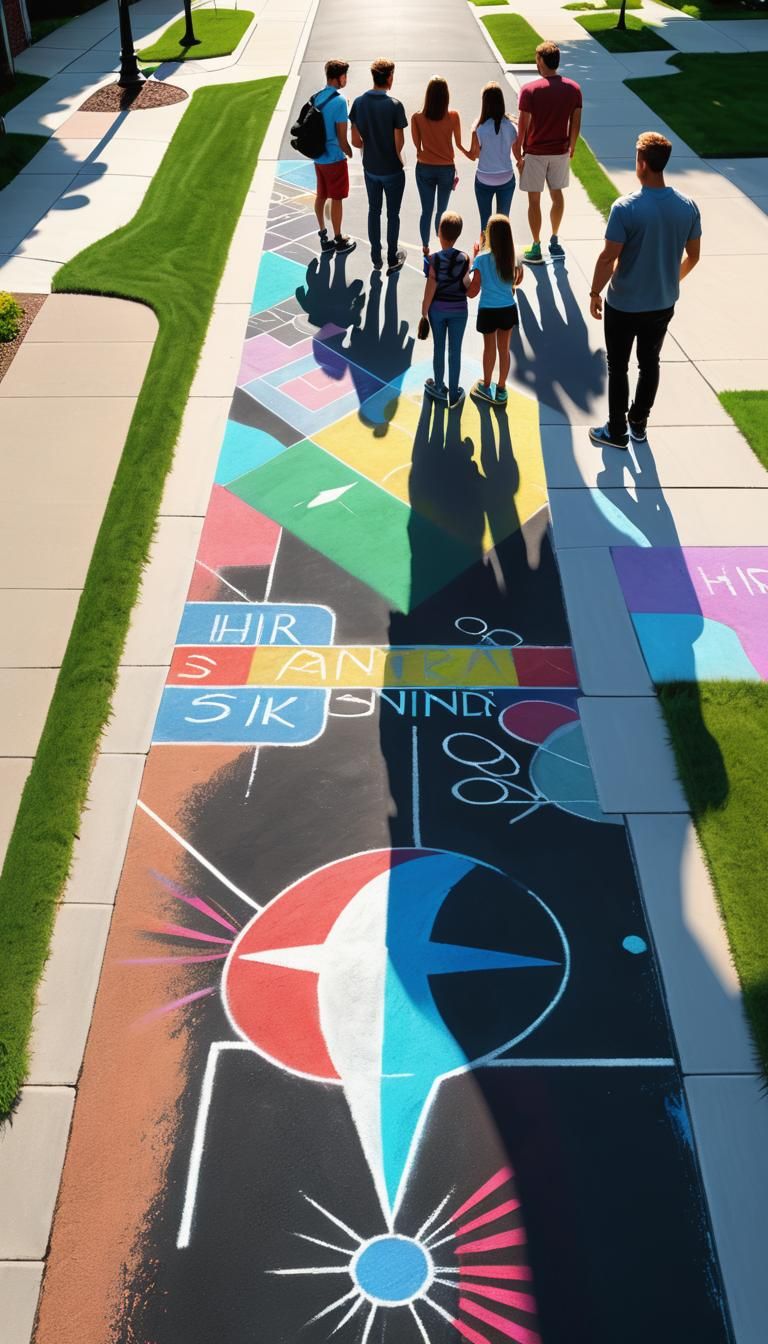 Hyperrealistic Chalk Art Scene on Sidewalk
