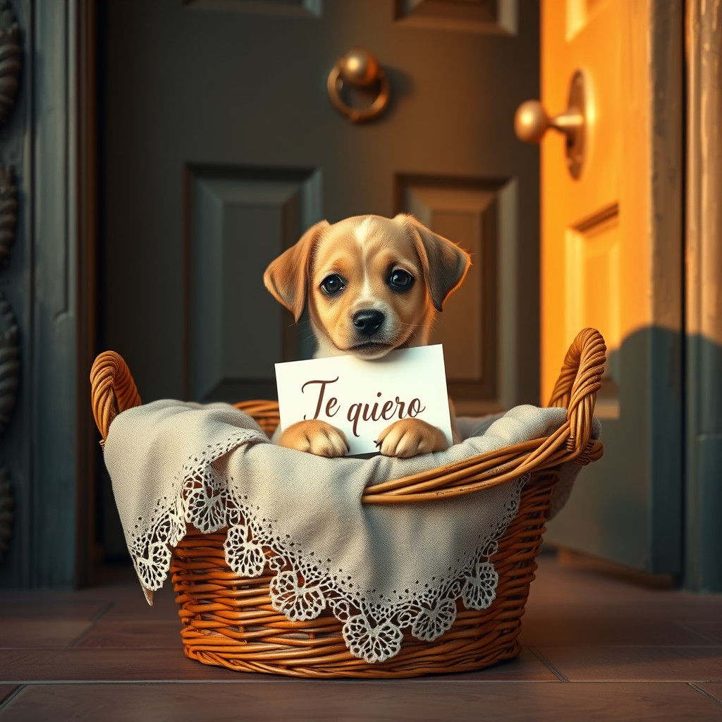 Puppy's Heartfelt Message in Cozy Home Entrance