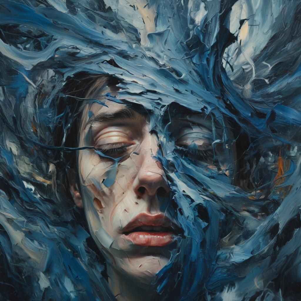 Surreal Distorted Portrait of Inner Turmoil