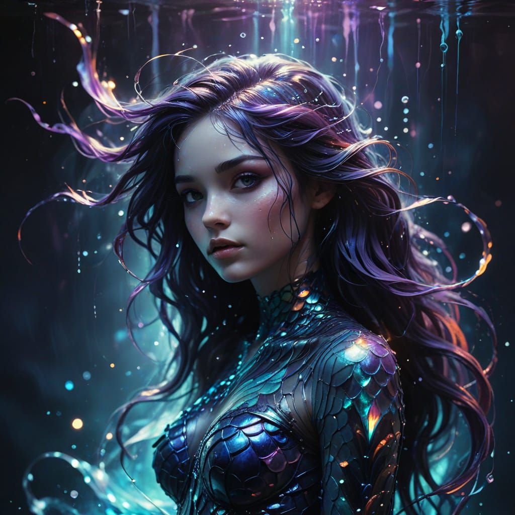 Mysterious Dark Mermaid in a Gothic Fantasy World