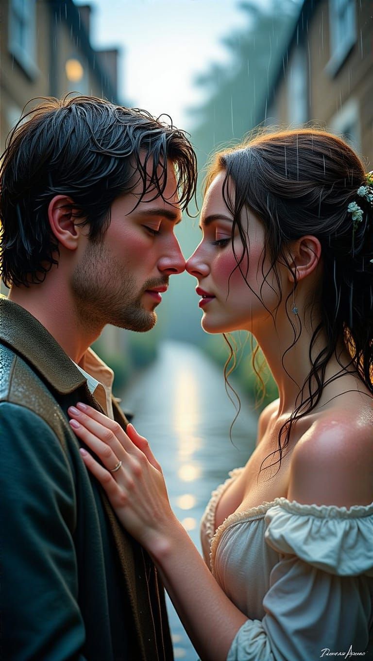 Romantic Couple Caught in Intimate Moment