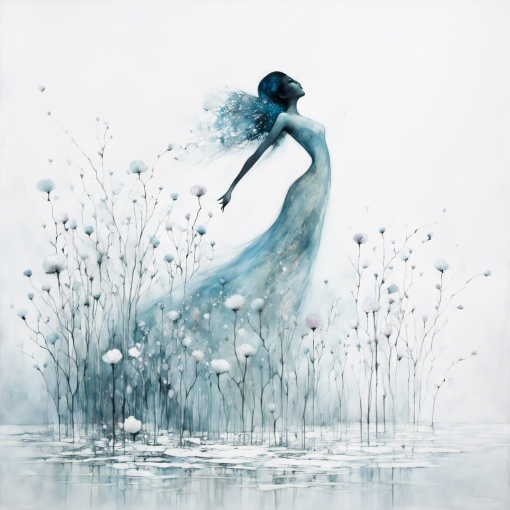 Minimalist White Liquid Ink Design